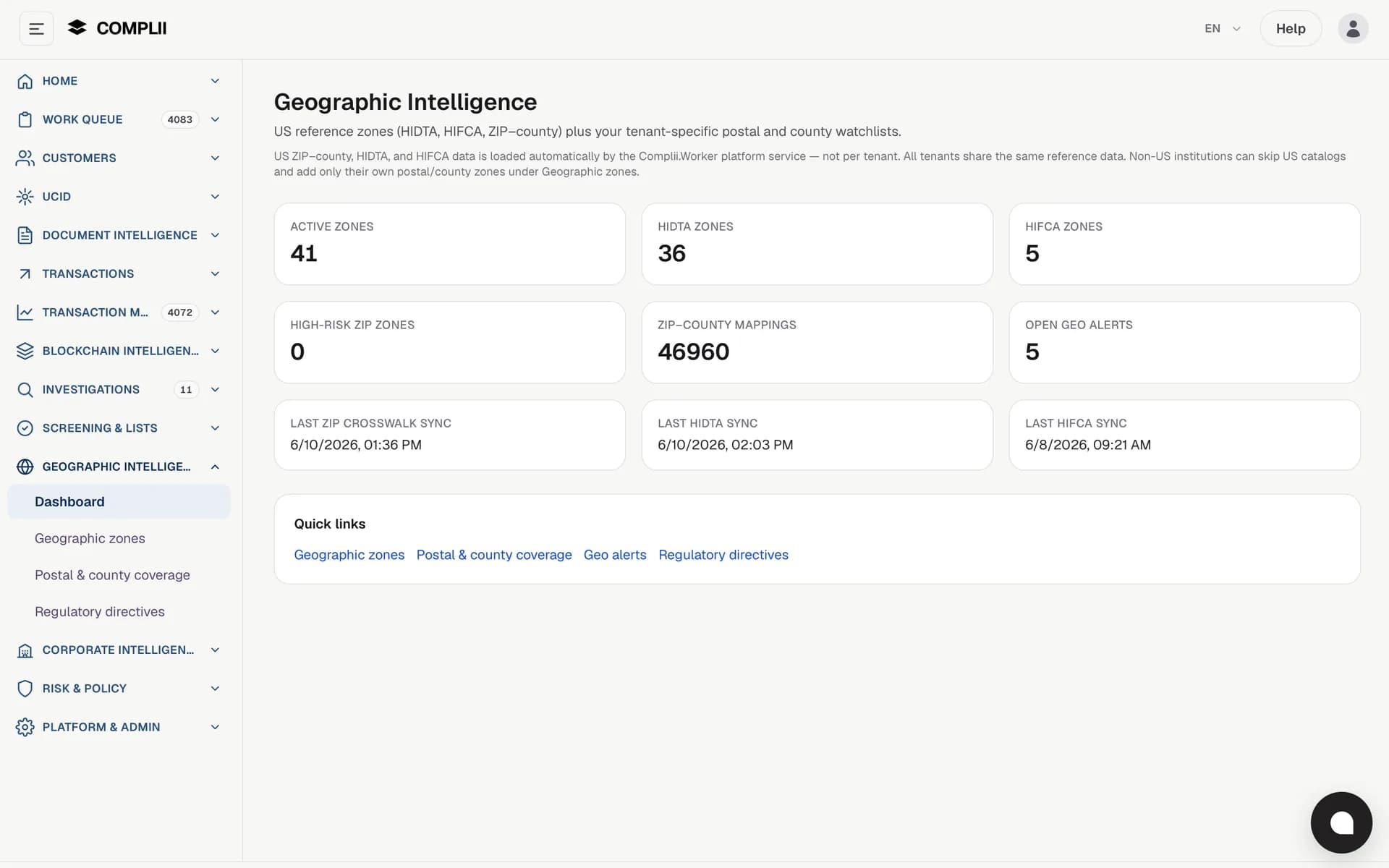 Complii Geographic Intelligence module
