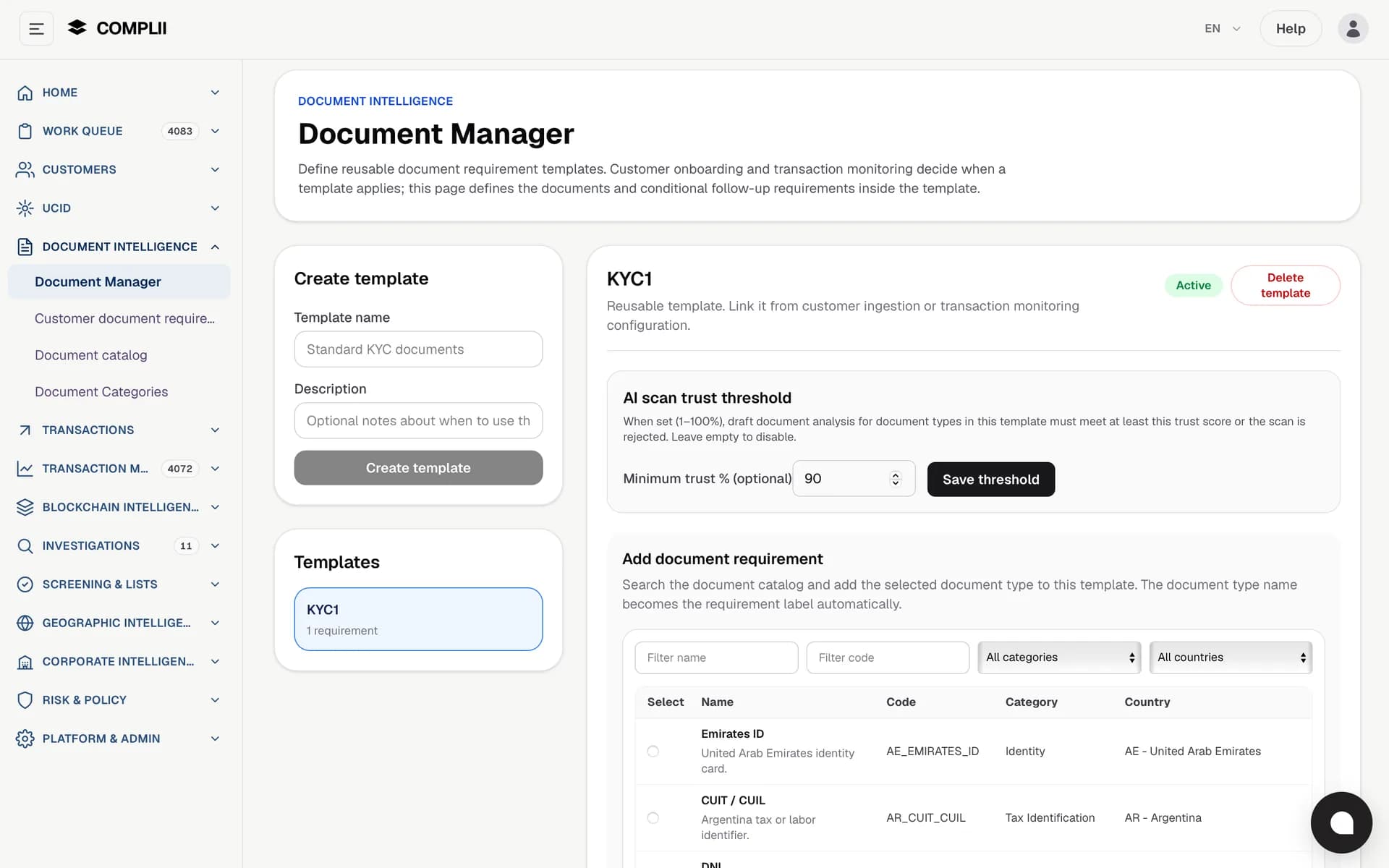 Complii document intelligence workspace