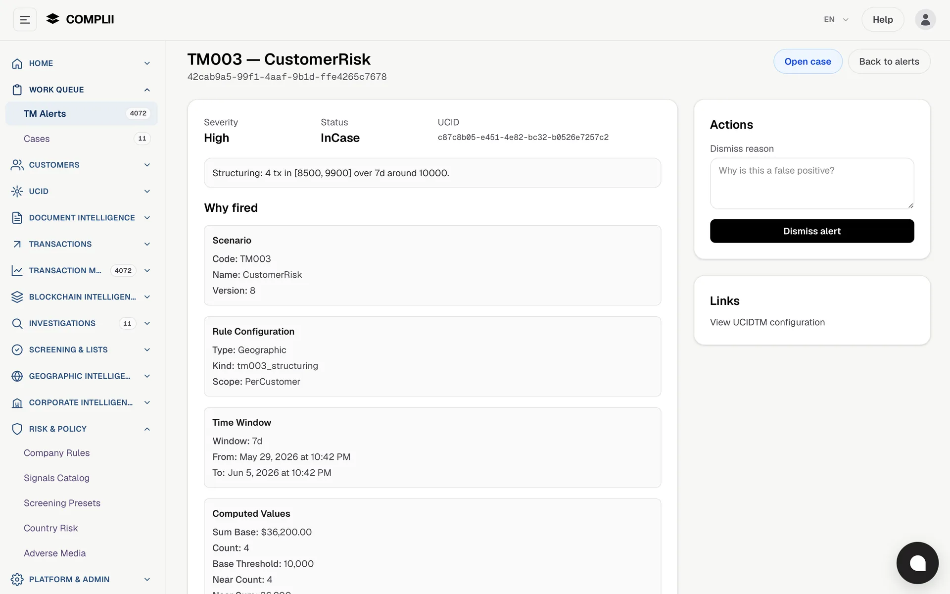 Transaction monitoring alerts for remittance operations
