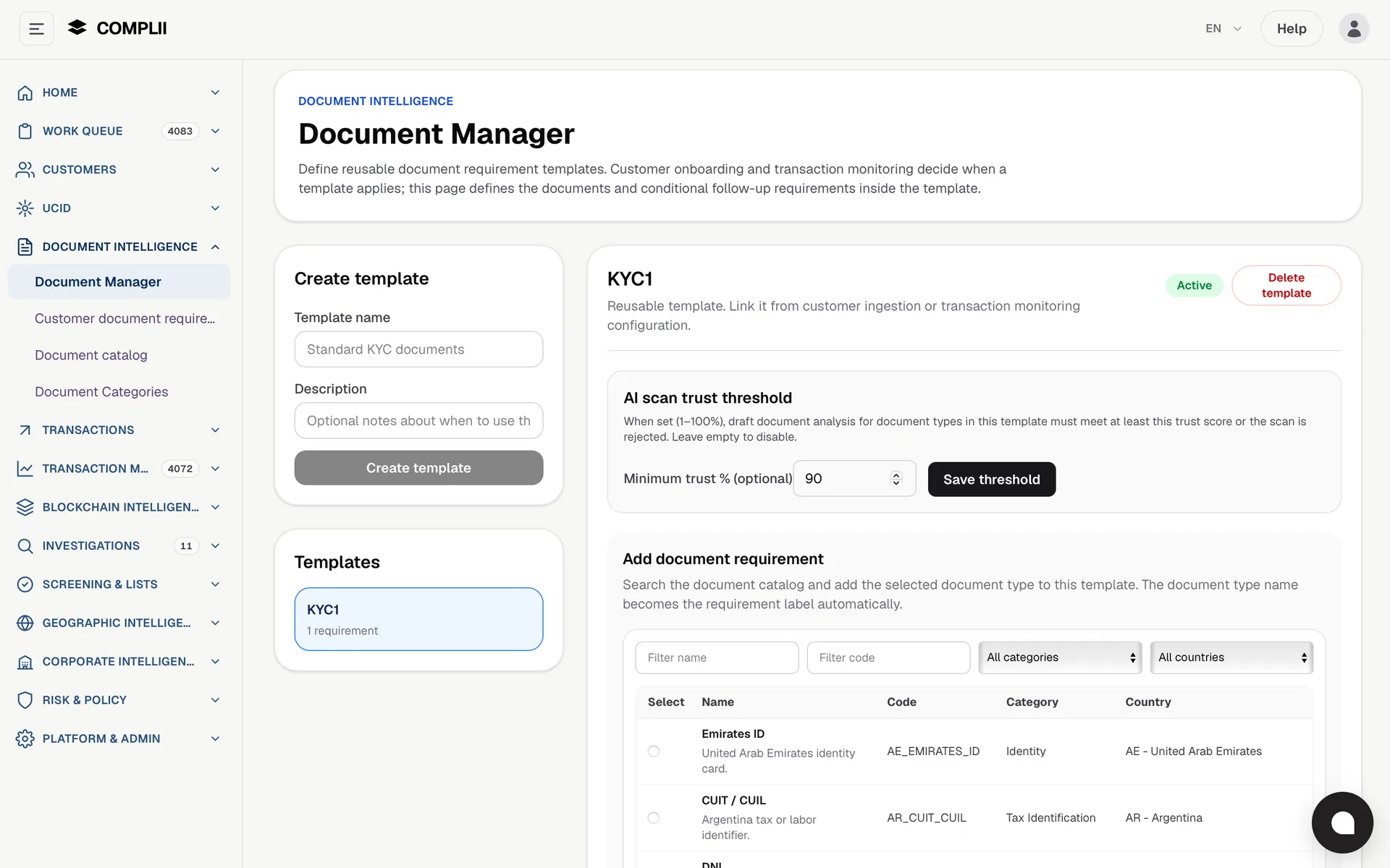 Customer onboarding & documents
